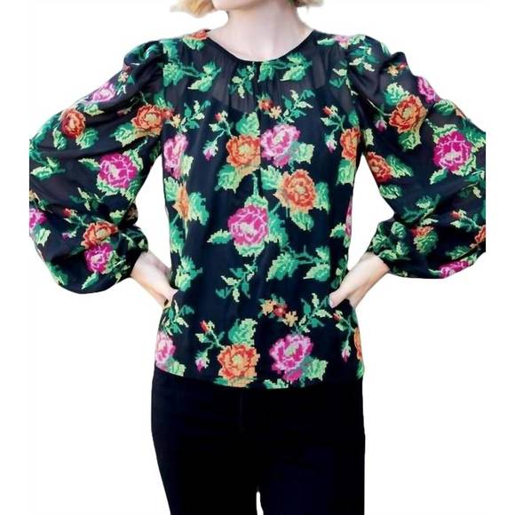 NEW EVA FRANCO harlow top in crossstitch rose - Picture 1 of 3